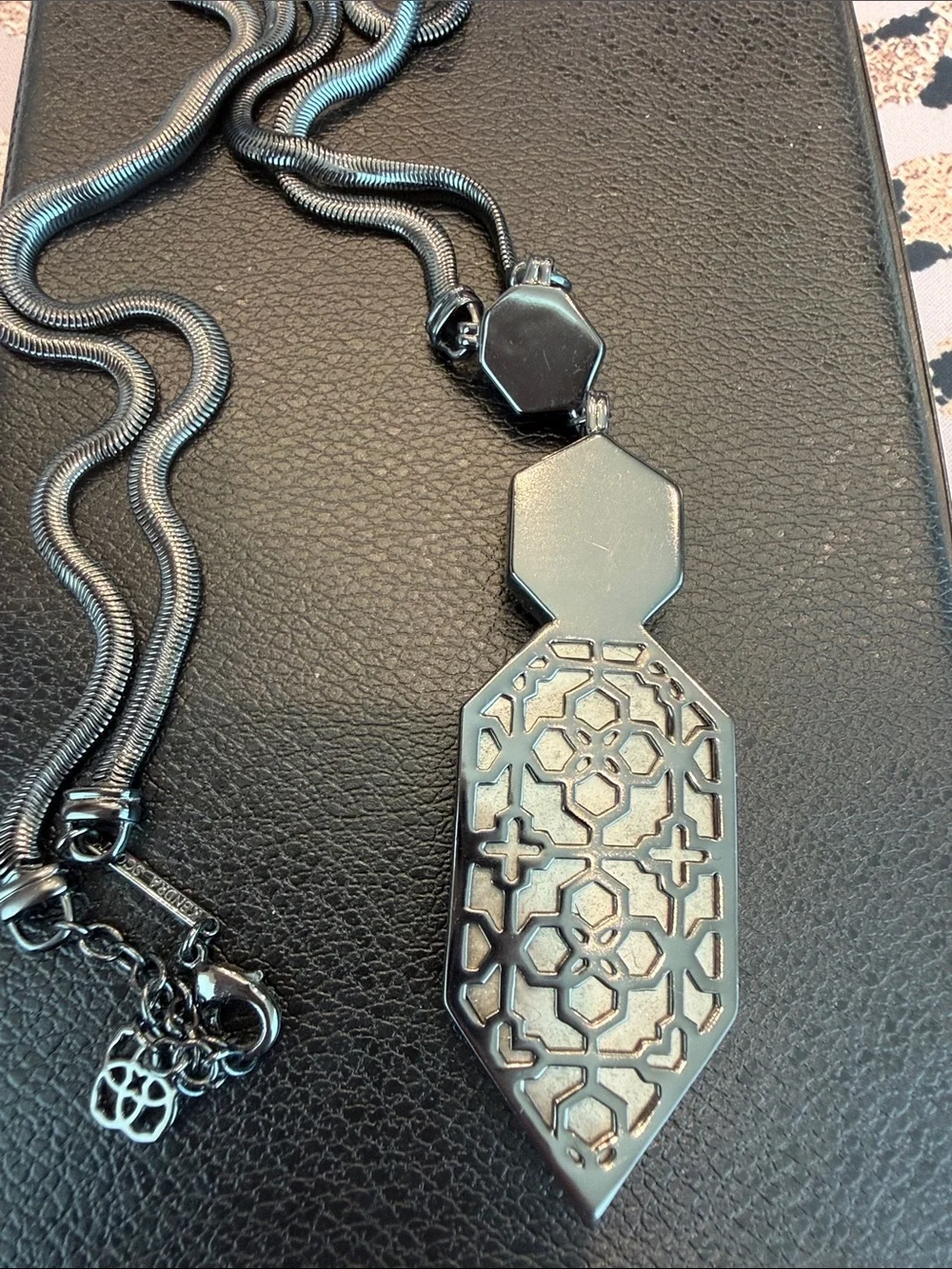 Authentic Kendra Scott Gunmetal Necklace with Smoky Crystal Pendant - Picture 3 of 3